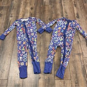 TWINS Bamboo Pajamas 1 Piece Blue Letters  Size 12-18 Months